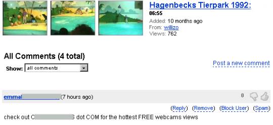 Spams bei youtube.com