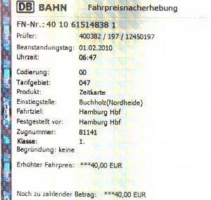 Fahrpreisnacherhebung: Erhöhter Fahrpreis für Willi