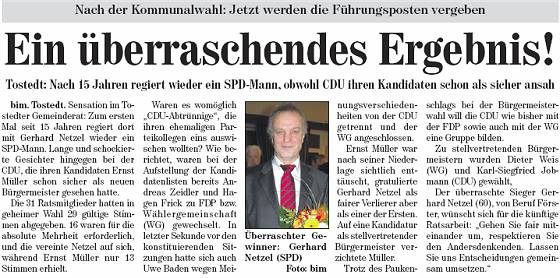 Bürgermeisterwahl 2011 in der Gemeinde Tostedt Bürgermeisterwahl 2011 in der Gemeinde Tostedt