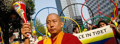 Protestierender tibetischer Mönch