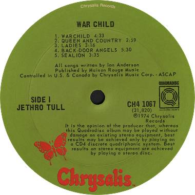 Jethro Tull: War Child (1974) Quadradisc