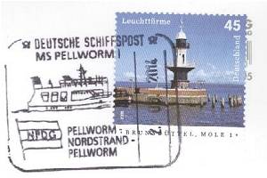 Postkarte: Stempel – Deutsche Schiffspost ‚MS Pellworm’
