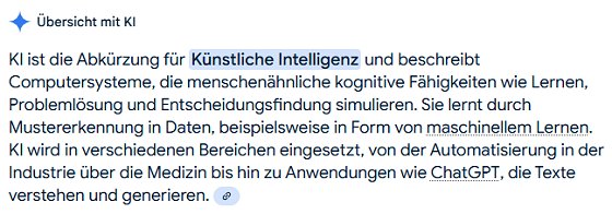 Antwort per KI zur Anfrage: KI