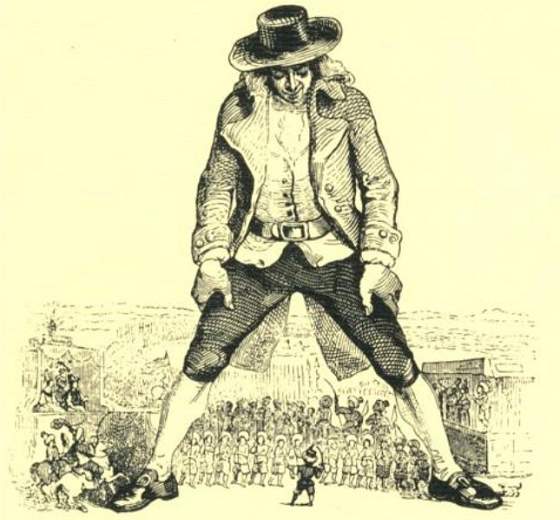 Jonathan Swift: Gulliver im Land Lilliput (Illustration: Grandville)