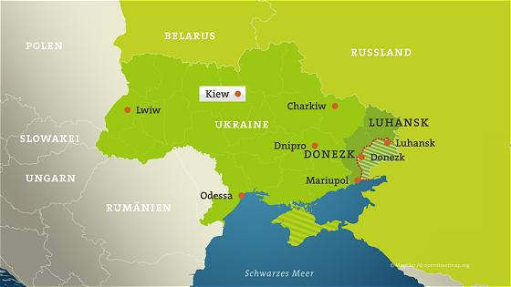 Ukraine – im Osten die Separatistengebiete Donezk und Luhansk